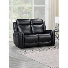 Katlyn Leather Power Reclining Loveseat - Black